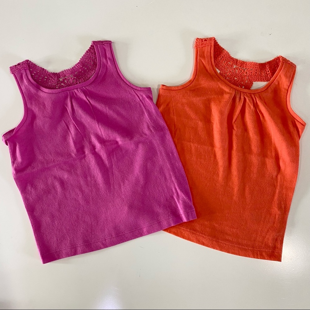 NWT Gap Girls Sz 12-18 mos  2 pc Tank Top Bundle Pink Orange Shirts New